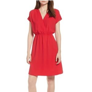Halogen red faux-wrap dress